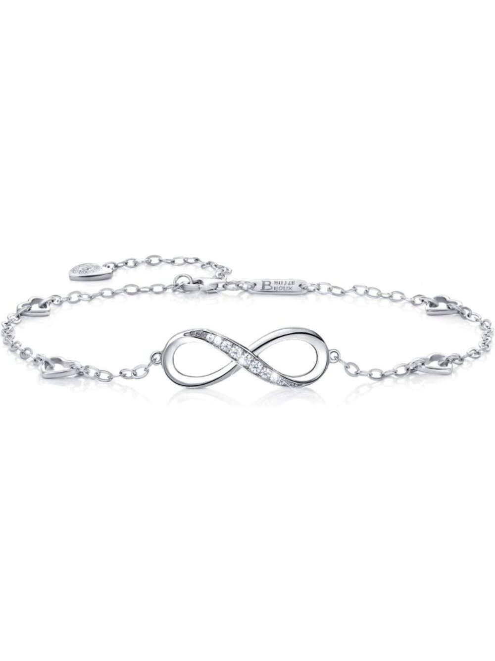 925 Sterling Silver Infinity Anklet Bracelet - Adjustable Charm for Endless Love